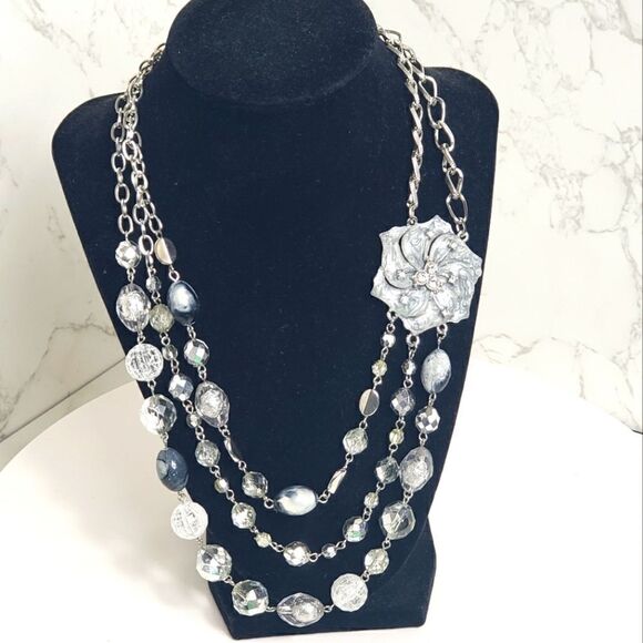 NY COLLECTION Multi-strand Beaded Floral Necklace - Picture 1 of 7